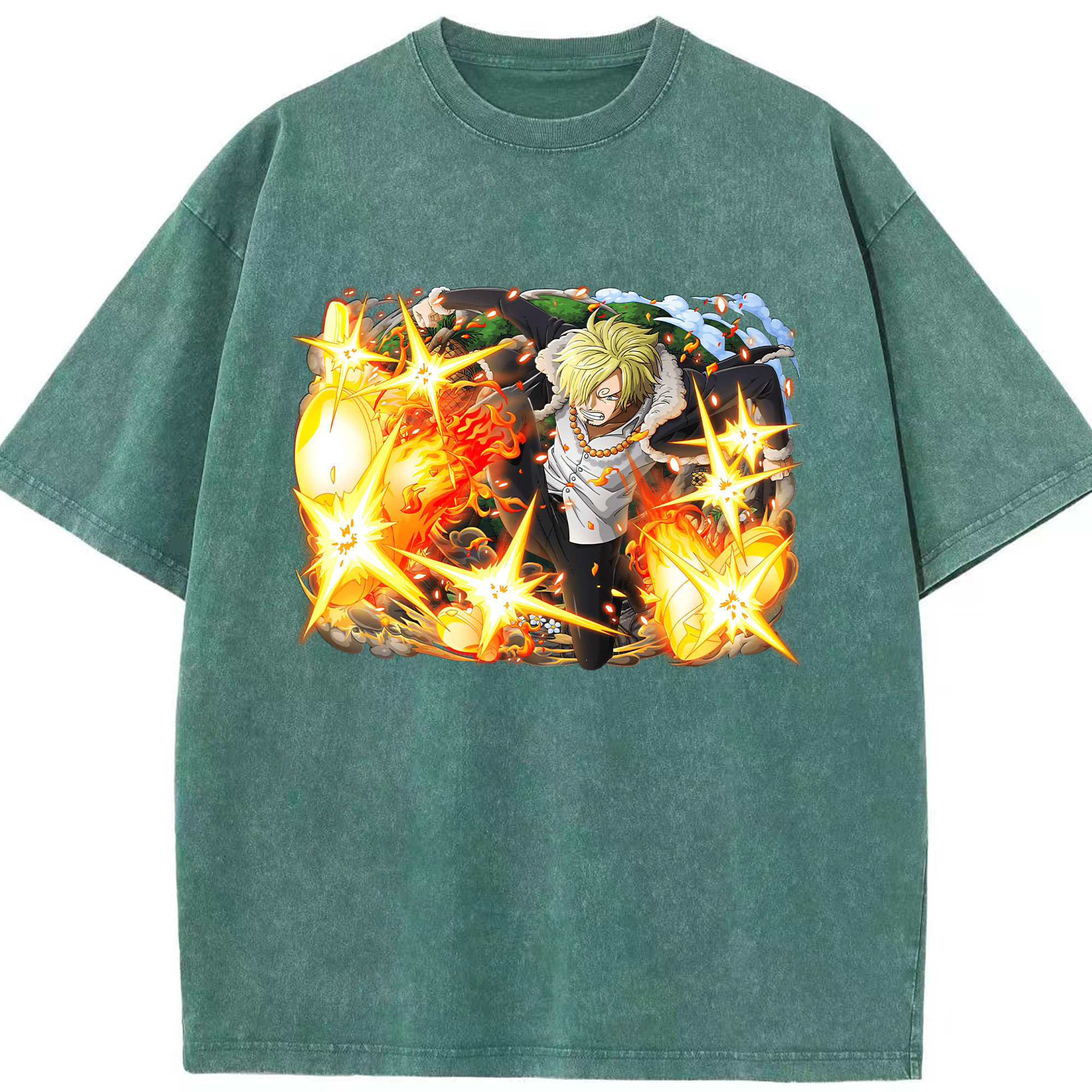 （画像用） ワンピース サンジ ONE PIECE Sanji 綿100% ヴィンテージ風 半袖Tシャツ（フロントプリント）